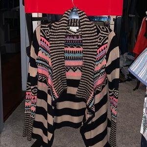 Black, tan, and pink cardigan